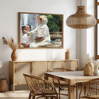 Capture the essence of the Impressionist movement with this vibrant artwork depicting two artists for Dining