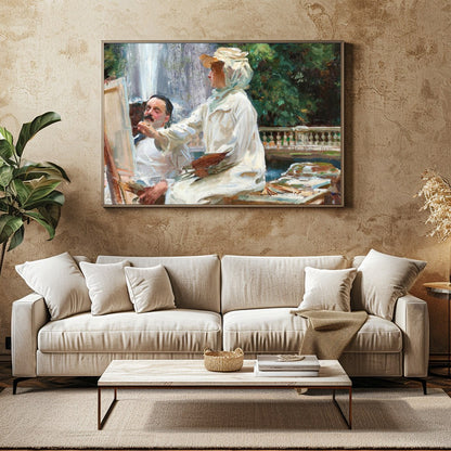 Capture the essence of the Impressionist movement with this vibrant artwork depicting two artists for Family Room