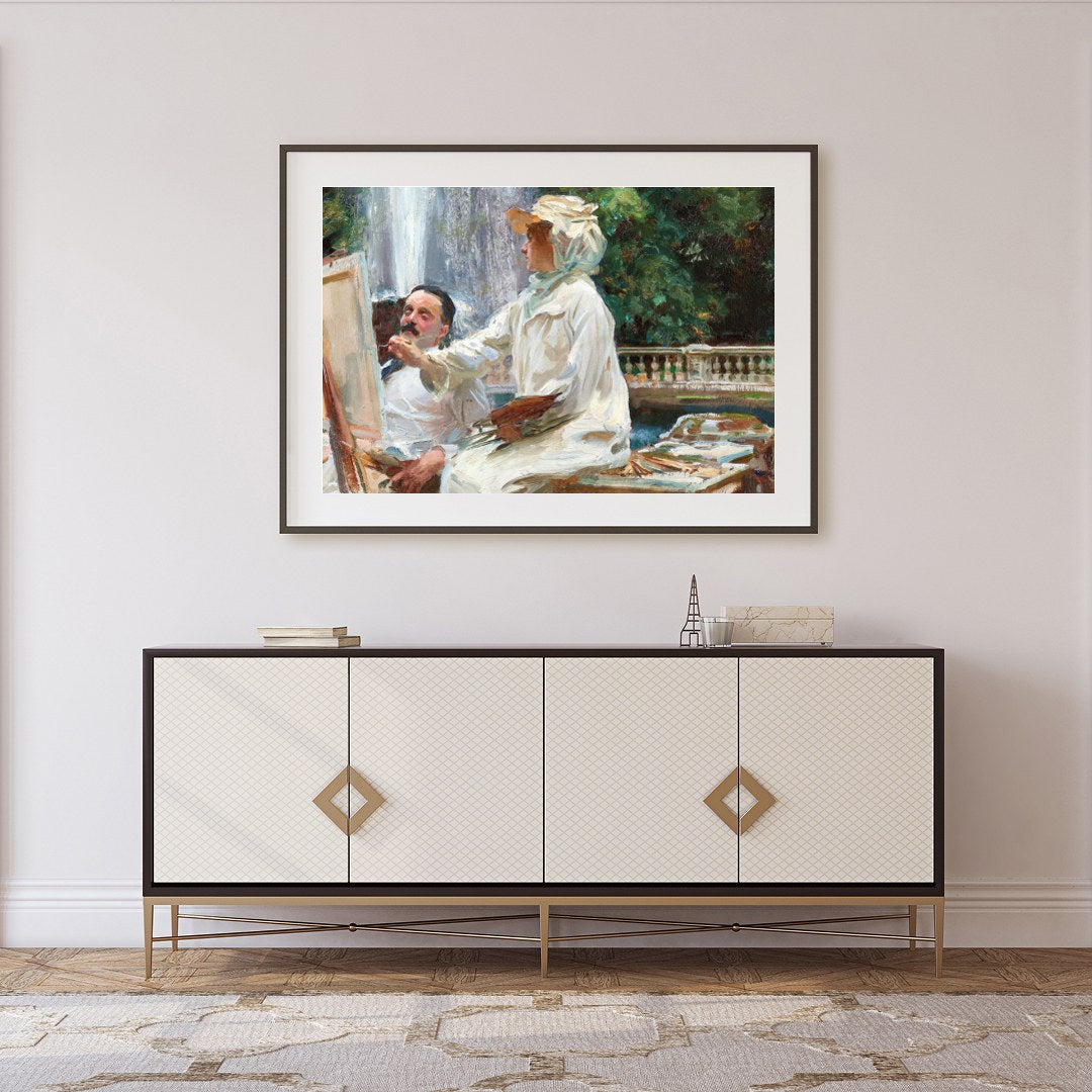 Capture the essence of the Impressionist movement with this vibrant artwork depicting two artists for Foyer