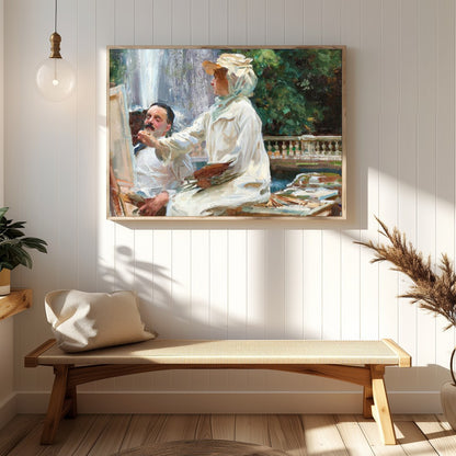 Capture the essence of the Impressionist movement with this vibrant artwork depicting two artists for Hallway