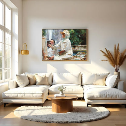 Capture the essence of the Impressionist movement with this vibrant artwork depicting two artists for Living Room