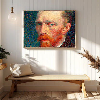 This captivating impressionist artwork features a striking portrait with vivid brushstrokes and a for Hallway