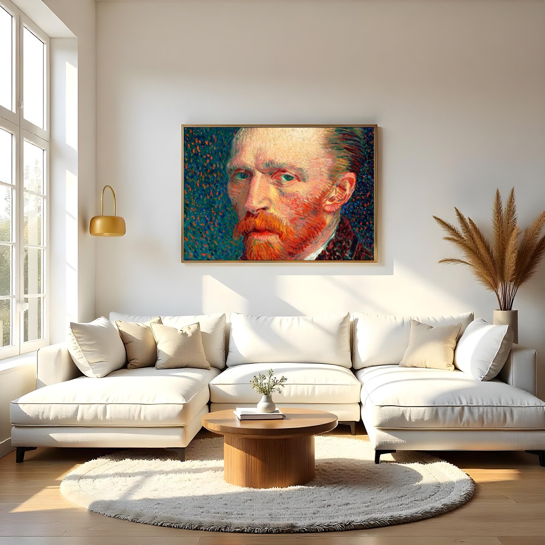 This captivating impressionist artwork features a striking portrait with vivid brushstrokes and a for Living Room