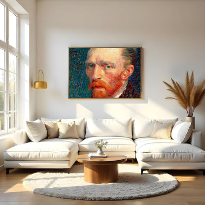 This captivating impressionist artwork features a striking portrait with vivid brushstrokes and a for Living Room