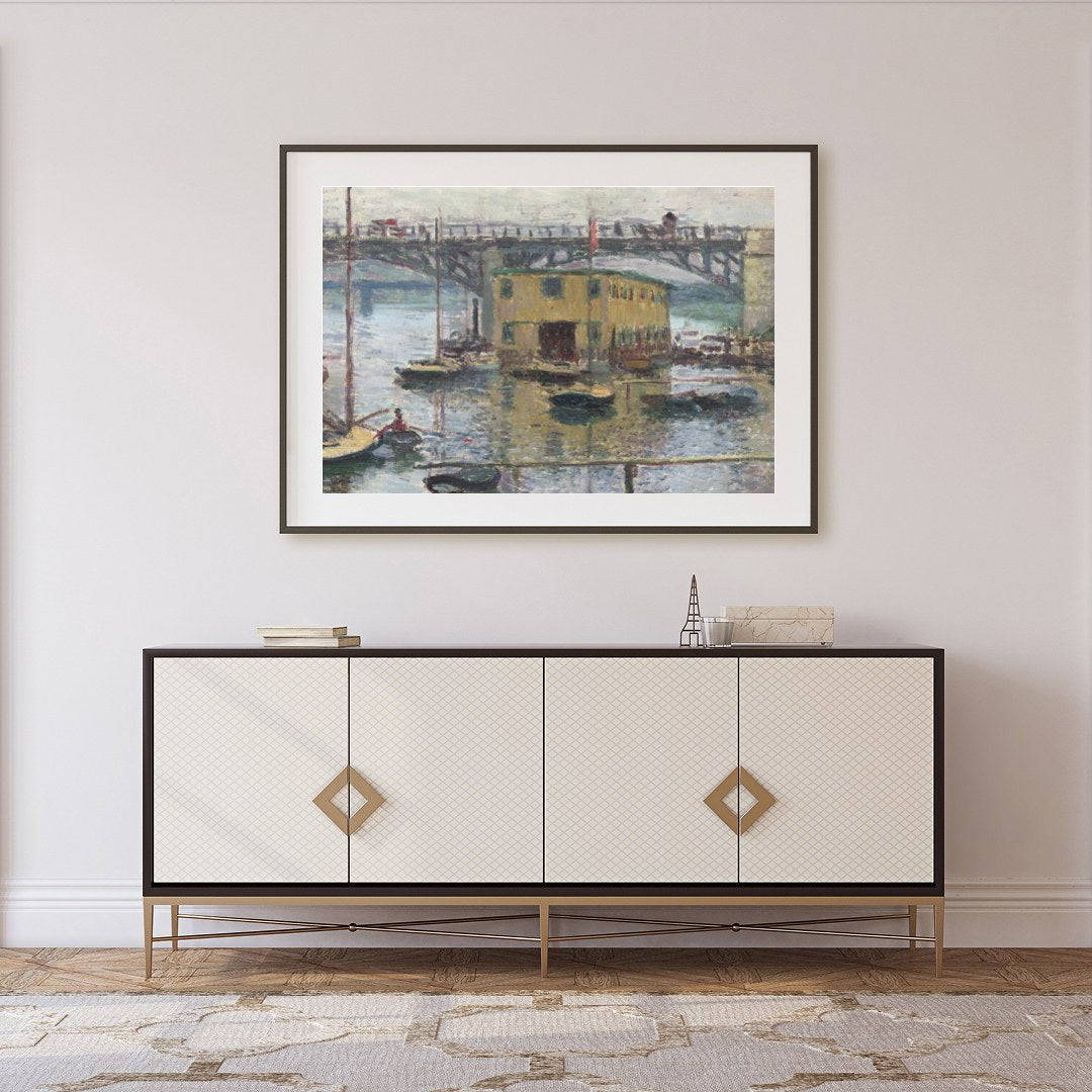 Immerse yourself in the tranquility of this Impressionist masterpiece capturing a serene riverside for Foyer