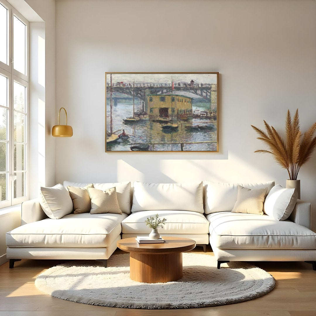 Immerse yourself in the tranquility of this Impressionist masterpiece capturing a serene riverside for Living Room