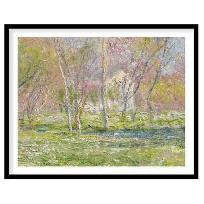 Capture the serene beauty of nature with this stunning impressionist artwork, featuring a tranquil for dwelling