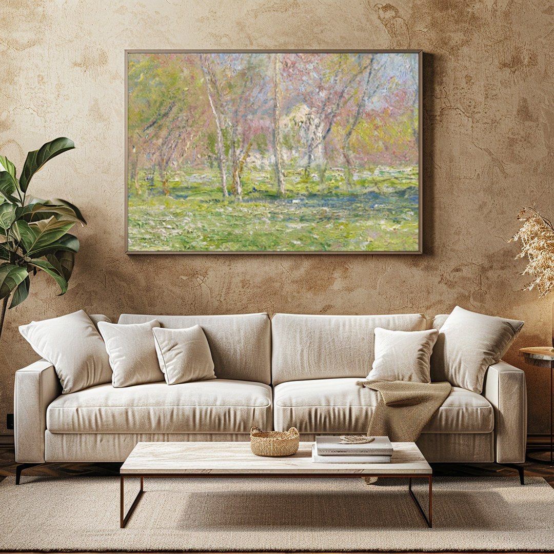 Capture the serene beauty of nature with this stunning impressionist artwork, featuring a tranquil for Family Room