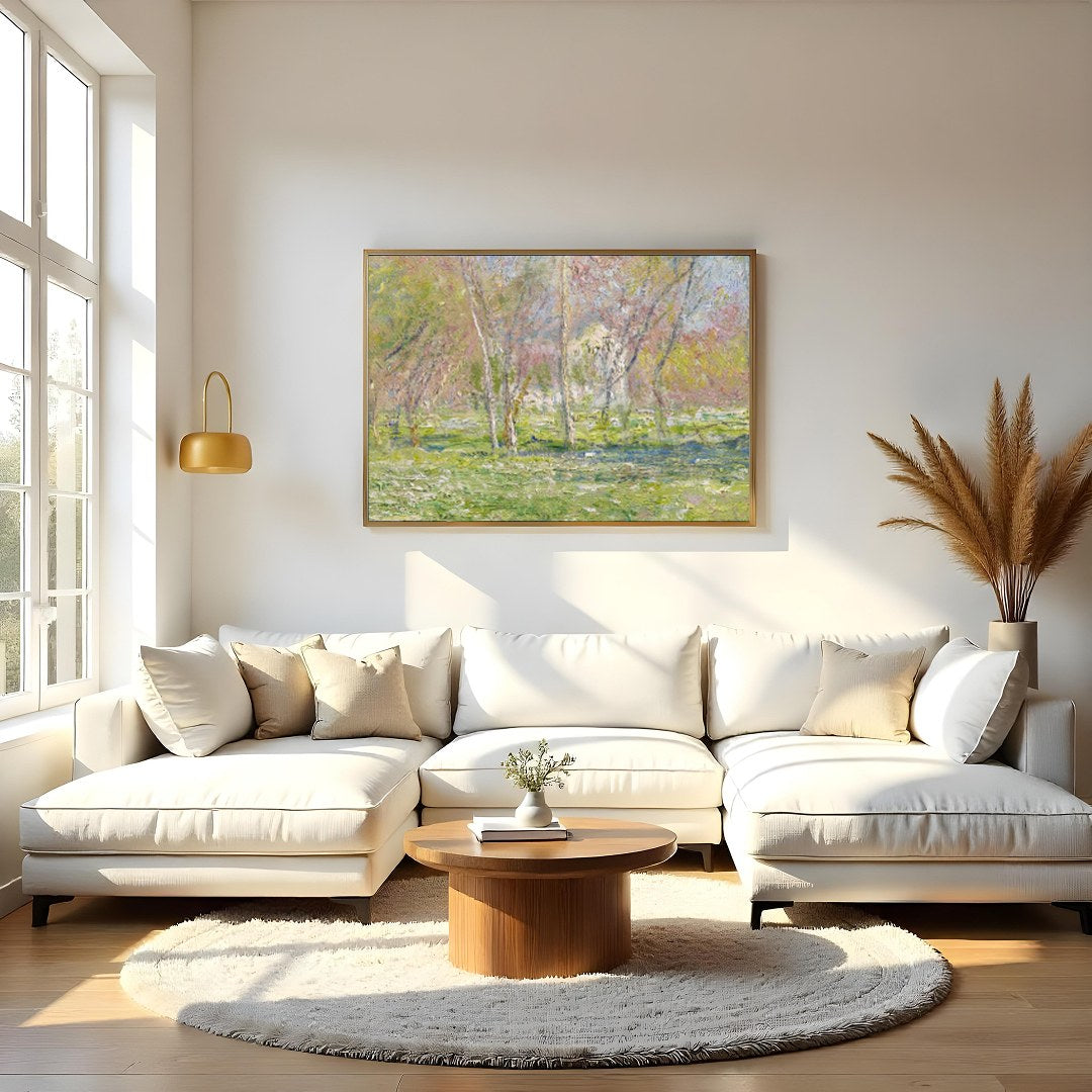 Capture the serene beauty of nature with this stunning impressionist artwork, featuring a tranquil for Living Room