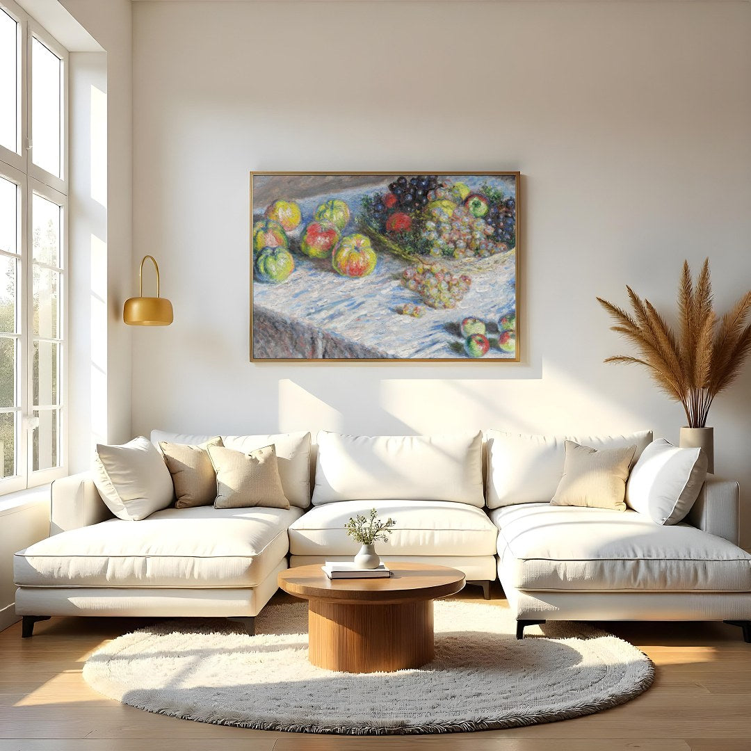 This stunning impressionist piece captures the essence of a bountiful fruit spread with a vivid for Living Room