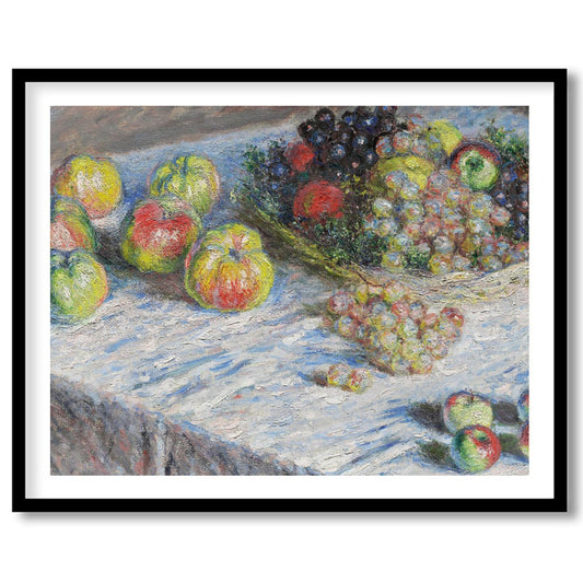 This stunning impressionist piece captures the essence of a bountiful fruit spread with a vivid for room