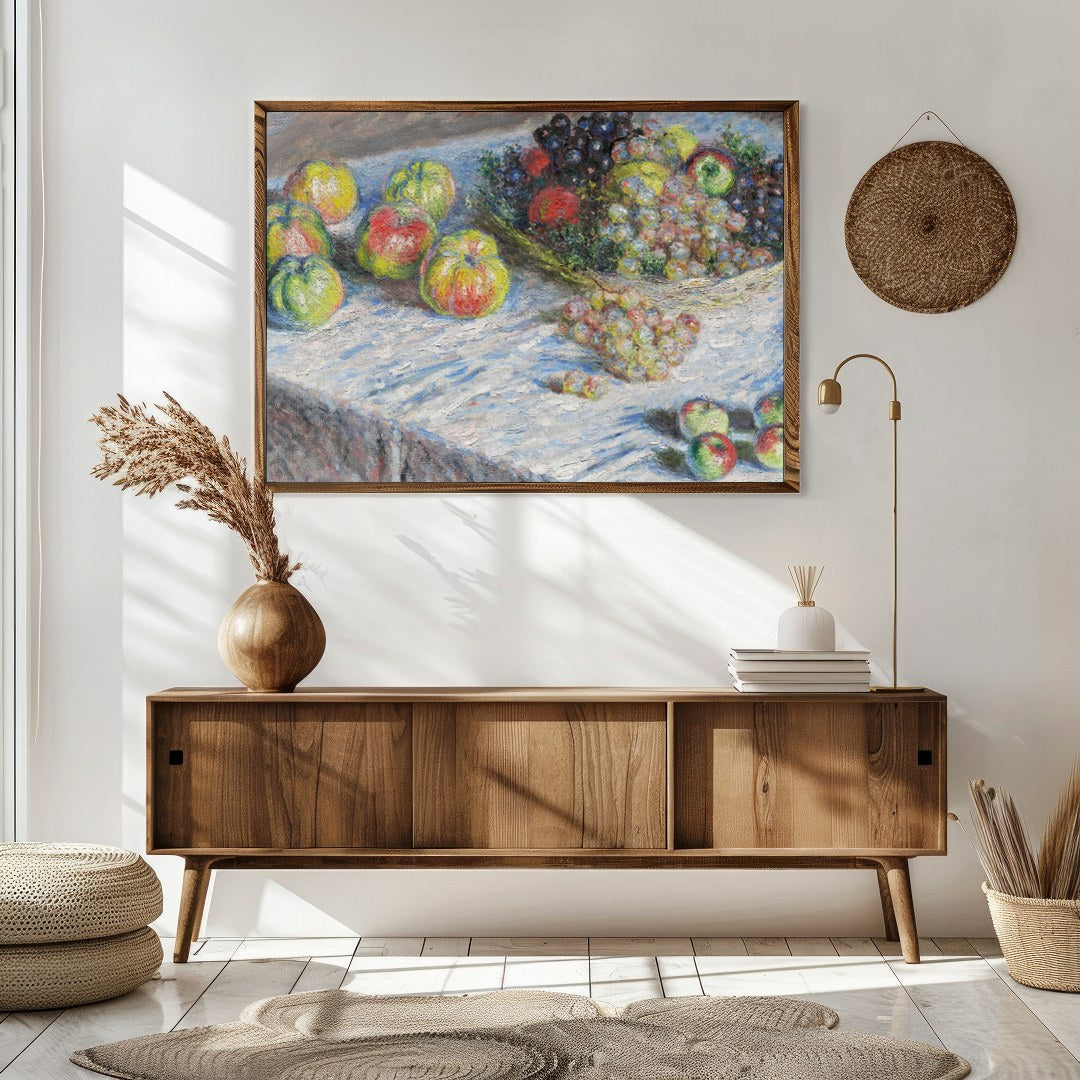 This stunning impressionist piece captures the essence of a bountiful fruit spread with a vivid for Sitting Area