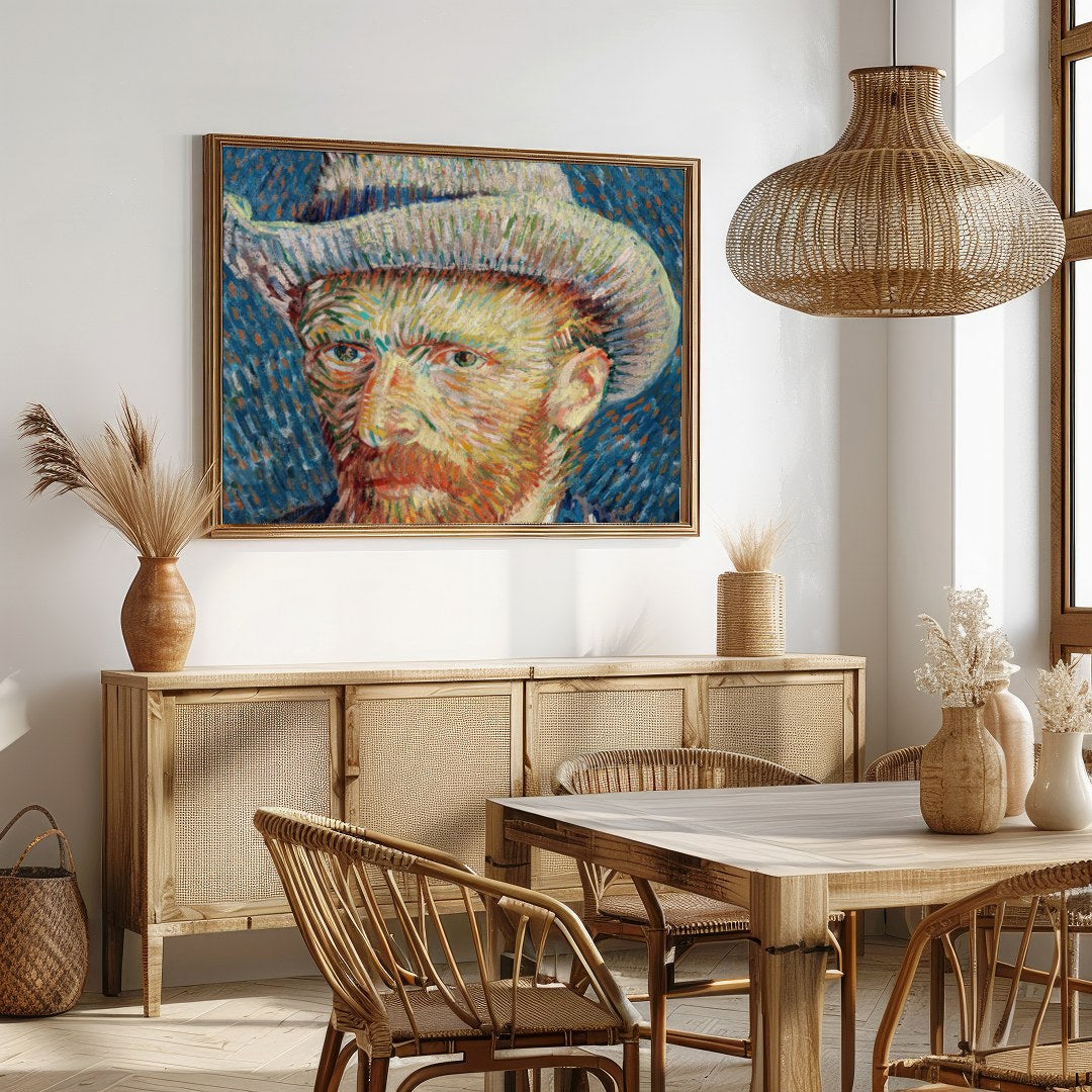 Dive into the mind of an artistic genius with this vibrant self-portrait. The swirling brushstrokes for Dining