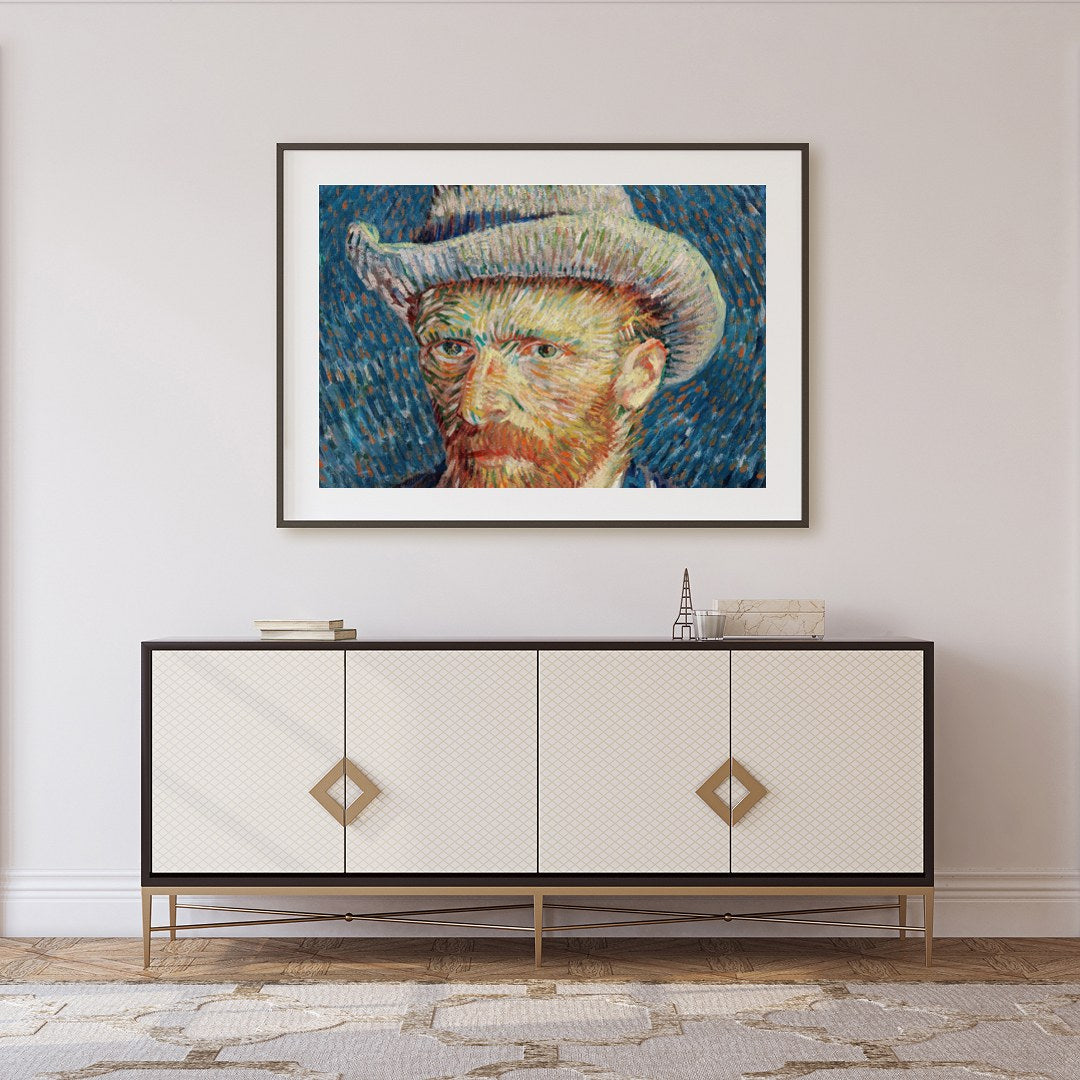 Dive into the mind of an artistic genius with this vibrant self-portrait. The swirling brushstrokes for Foyer