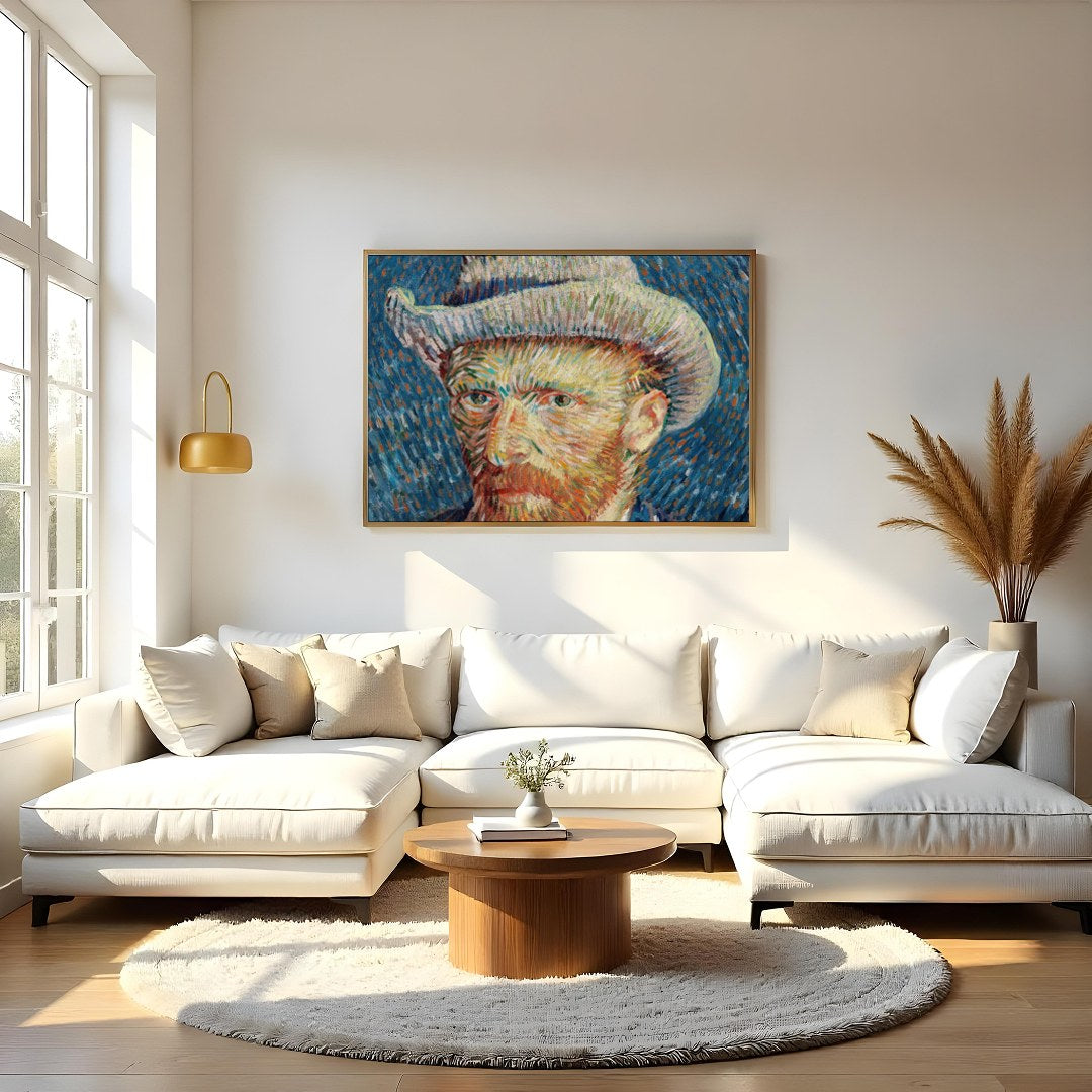 Dive into the mind of an artistic genius with this vibrant self-portrait. The swirling brushstrokes for Living Room