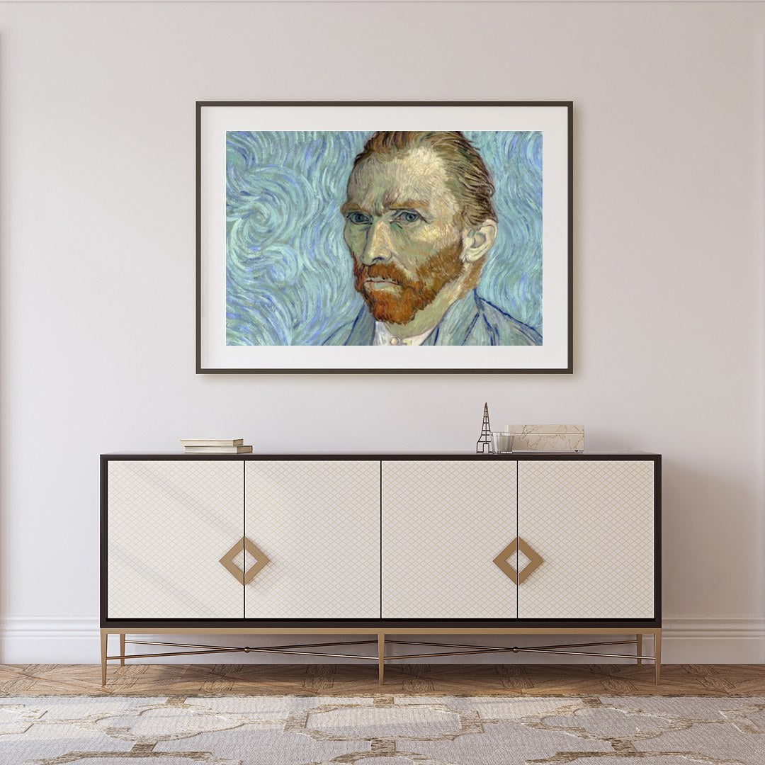 This captivating portrait draws you into its swirling background, reflecting the emotive spirit and for Foyer