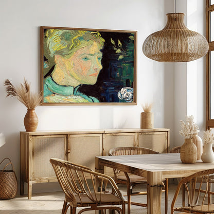 Immerse yourself in the captivating strokes of this impressionistic portrait, depicting a woman for Dining