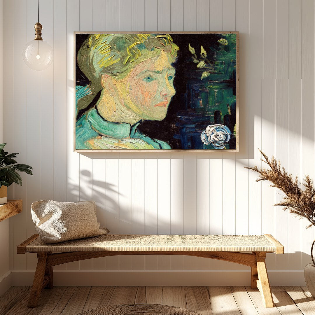 Immerse yourself in the captivating strokes of this impressionistic portrait, depicting a woman for Hallway