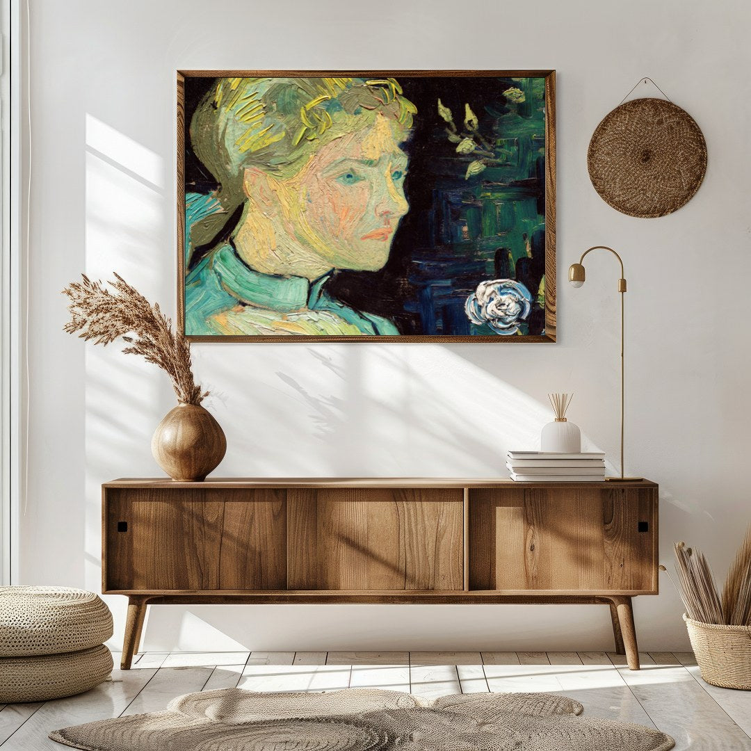 Immerse yourself in the captivating strokes of this impressionistic portrait, depicting a woman for Sitting Area