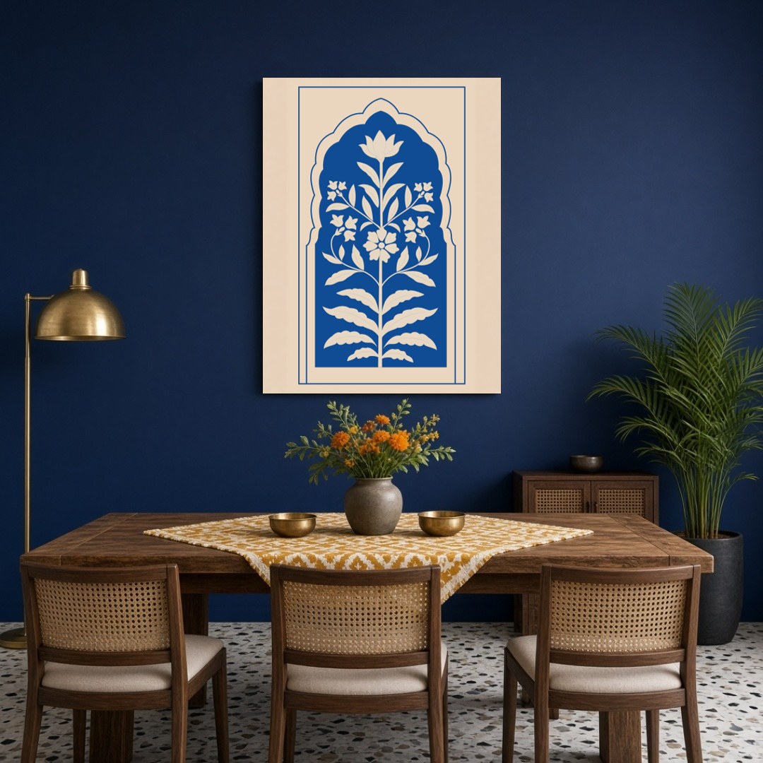 Experience the opulent beauty of Indo-Mughal artistry with this captivating wall art. Featuring a for Dining