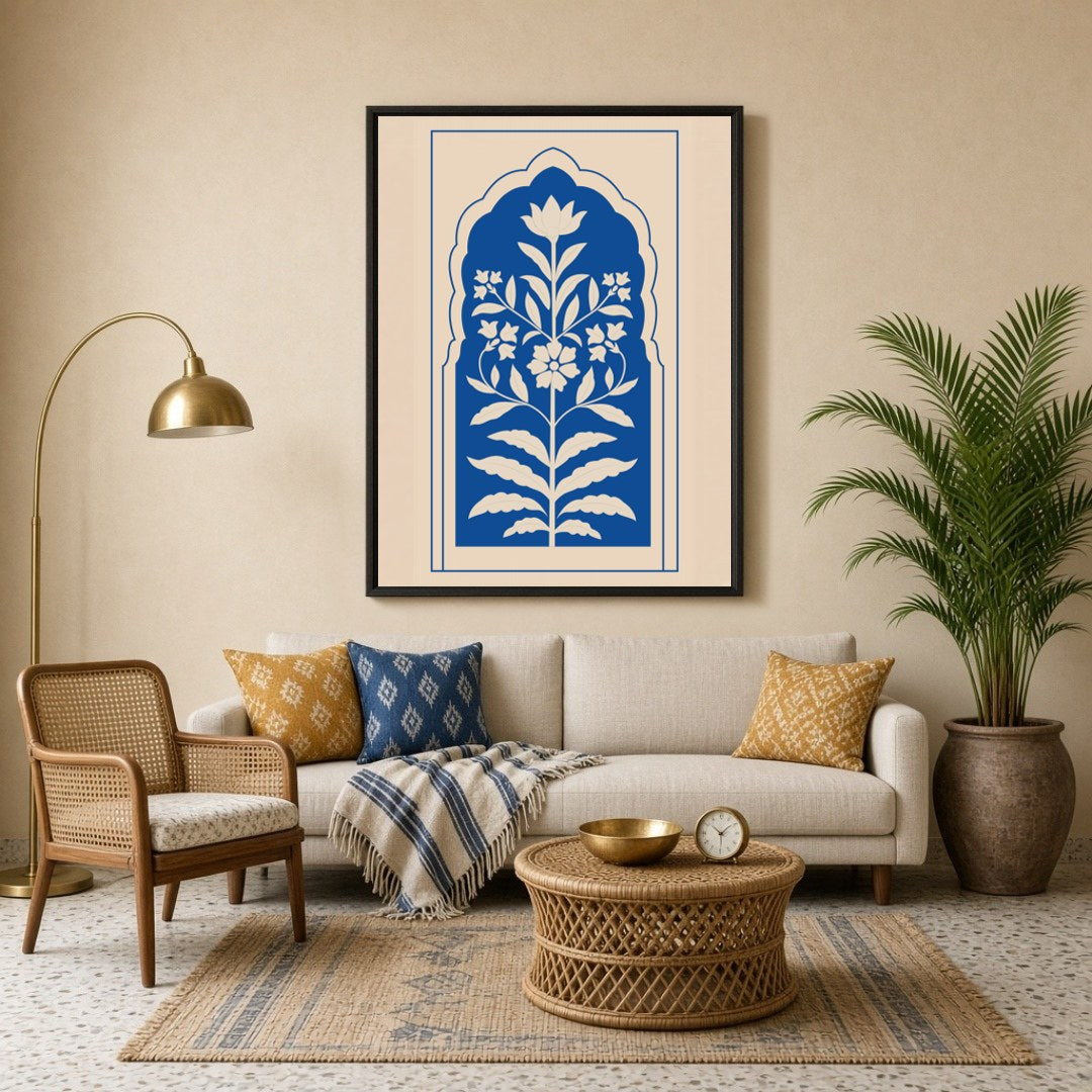 Experience the opulent beauty of Indo-Mughal artistry with this captivating wall art. Featuring a for Living Room