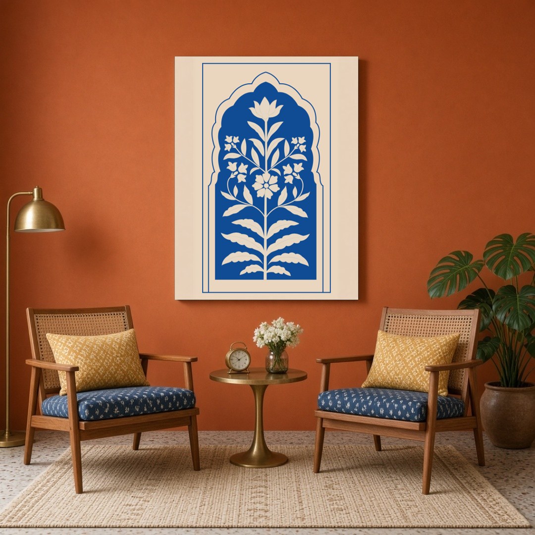 Experience the opulent beauty of Indo-Mughal artistry with this captivating wall art. Featuring a for Sitting Area