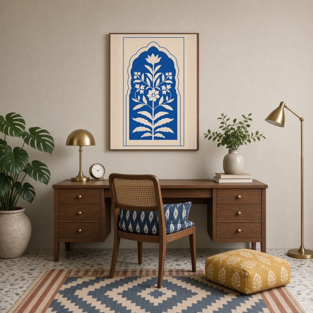 Experience the opulent beauty of Indo-Mughal artistry with this captivating wall art. Featuring a for Study