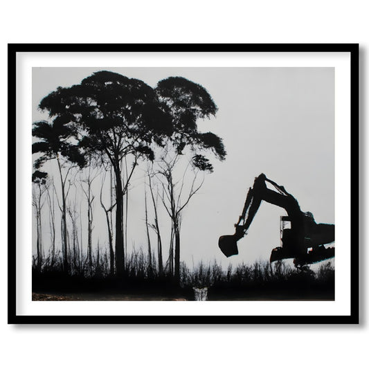 Immerse yourself in a thought-provoking blend of nature and industry. This striking artwork for place