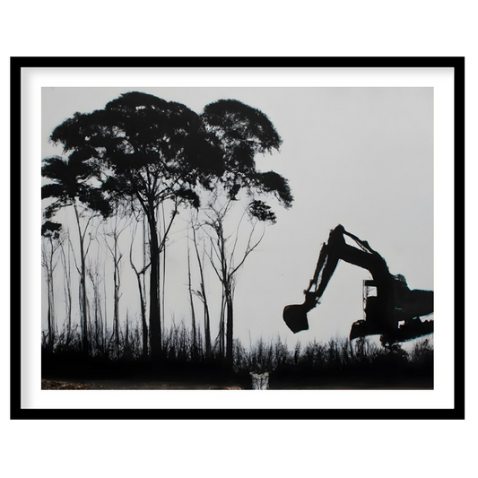 Immerse yourself in a thought-provoking blend of nature and industry. This striking artwork for place
