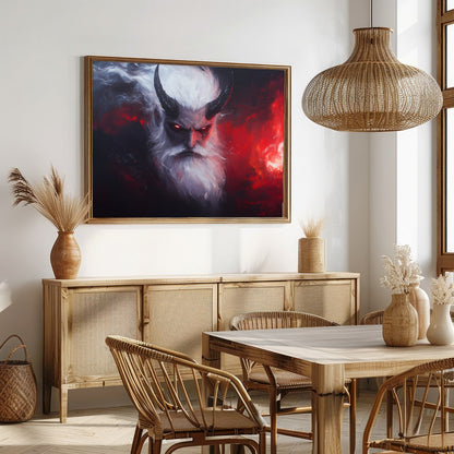Dive into the depths of fantasy with this striking artwork, depicting a powerful demon with an for Dining