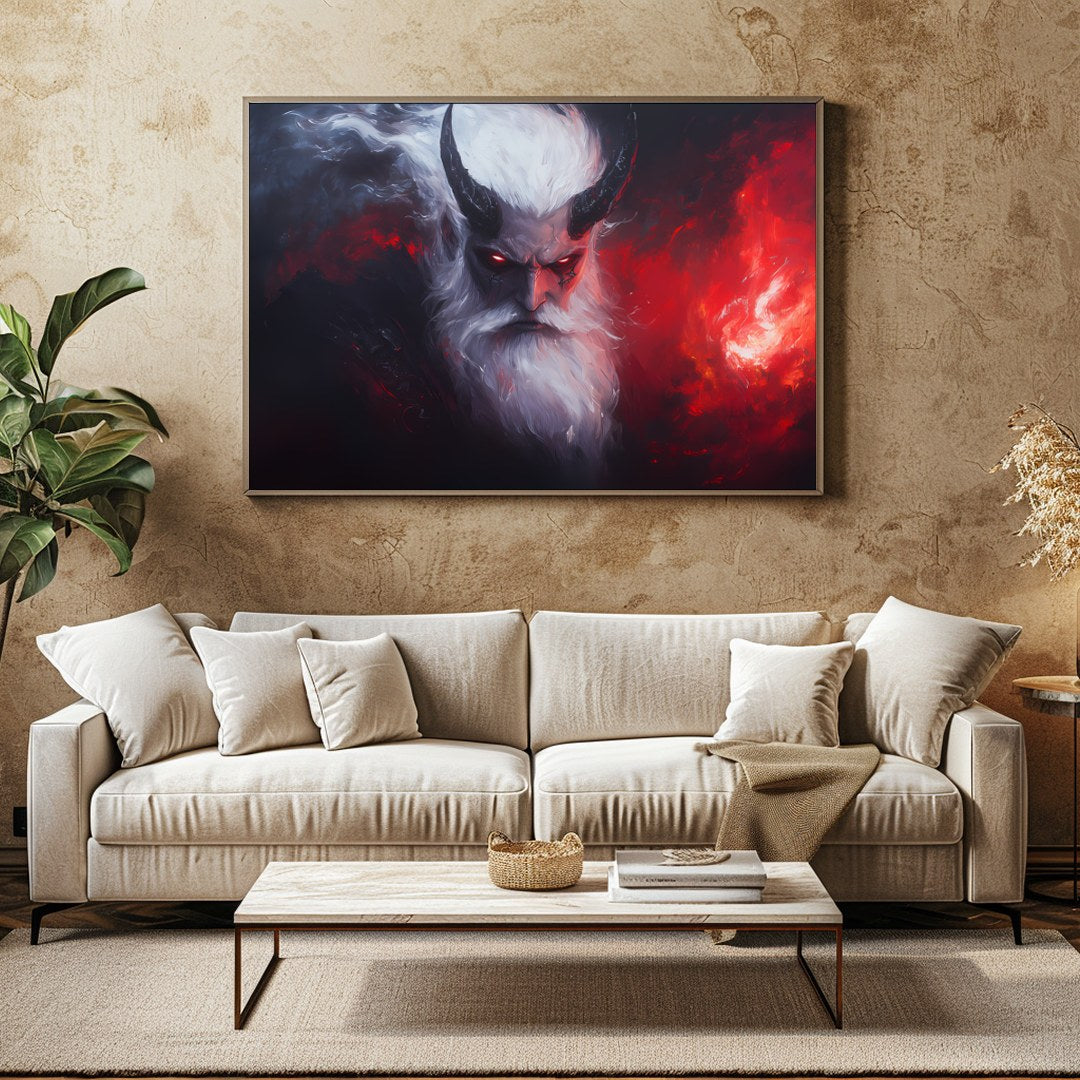 Dive into the depths of fantasy with this striking artwork, depicting a powerful demon with an for Family Room