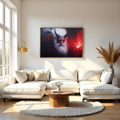 Dive into the depths of fantasy with this striking artwork, depicting a powerful demon with an for Living Room