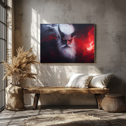 Dive into the depths of fantasy with this striking artwork, depicting a powerful demon with an for Veranda