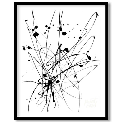 """Ink Burst"" captures the explosive energy of ink splatters and lines against a stark white backd… for haven