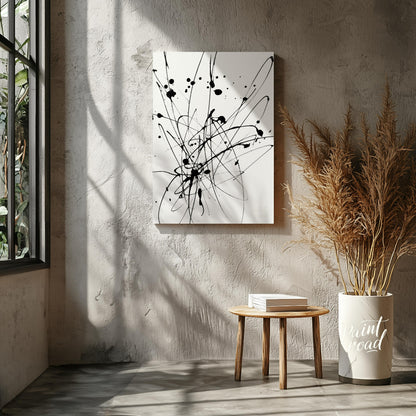 """Ink Burst"" captures the explosive energy of ink splatters and lines against a stark white backd… for living room