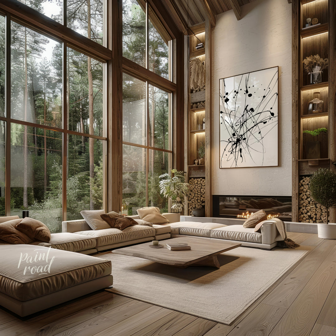 """Ink Burst"" captures the explosive energy of ink splatters and lines against a stark white backd… for living room