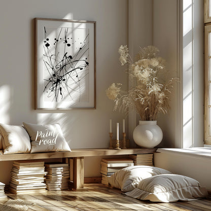 """Ink Burst"" captures the explosive energy of ink splatters and lines against a stark white backd… for other