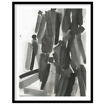 """Ink Congregation"" presents a dynamic abstract composition of figures rendered in expressive bla… for house