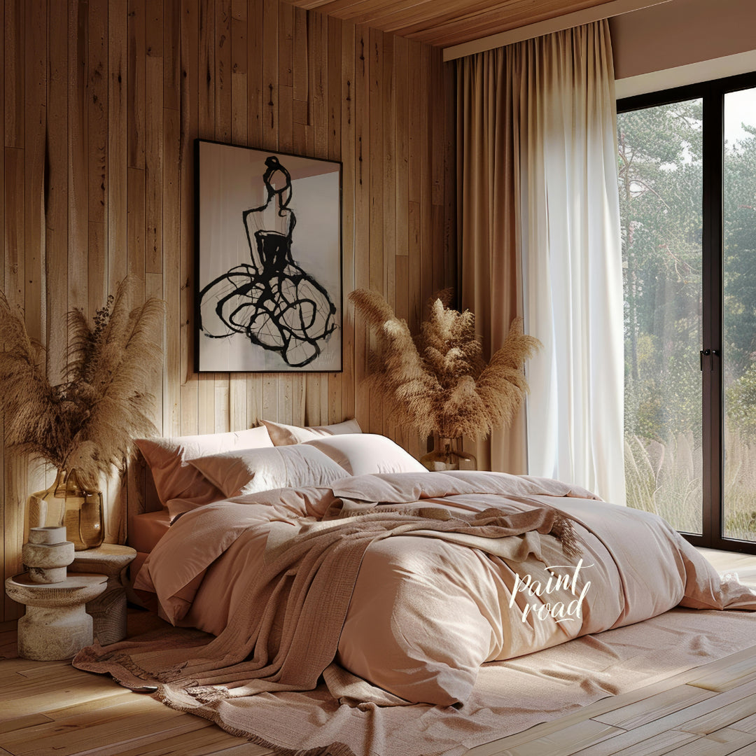 """Ink Couture"" presents a stylized fashion illustration rendered in bold black ink against a ligh… for bedroom