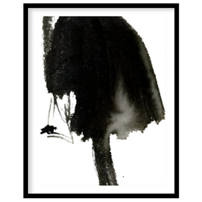 """Ink Dress"" presents a minimalist fashion illustration rendered in expressive black ink against … for bedroom