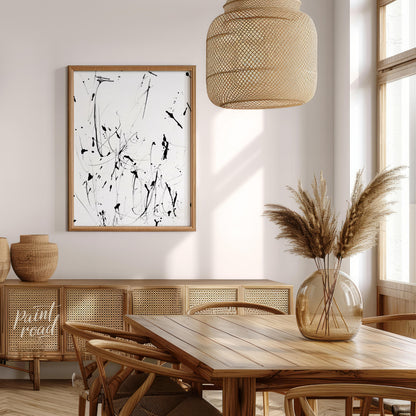 """Ink Eruption"" captures the dynamic energy of splattered ink against a stark white background. T… for dining room