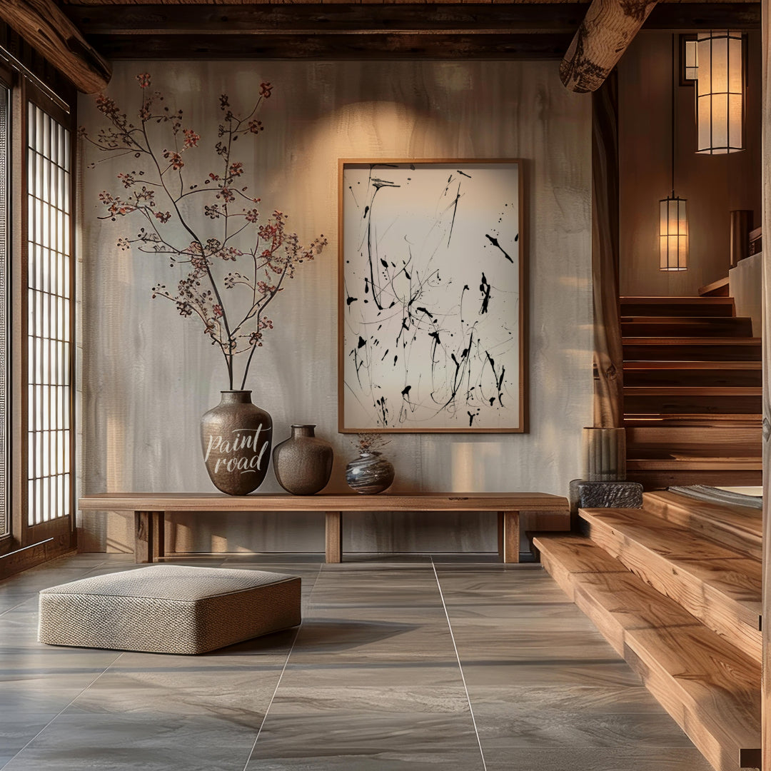 """Ink Eruption"" captures the dynamic energy of splattered ink against a stark white background. T… for entryway