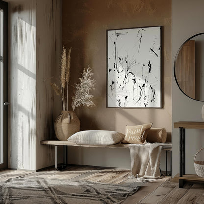 """Ink Eruption"" captures the dynamic energy of splattered ink against a stark white background. T… for entryway