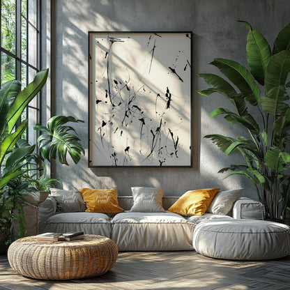 """Ink Eruption"" captures the dynamic energy of splattered ink against a stark white background. T… for living room