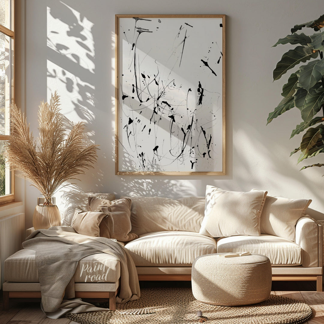 """Ink Eruption"" captures the dynamic energy of splattered ink against a stark white background. T… for living room