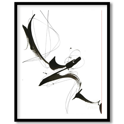 "Ink Flight" captures the dynamic energy of black ink strokes against a stark white background. The… for home