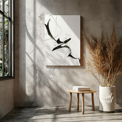 "Ink Flight" captures the dynamic energy of black ink strokes against a stark white background. The… for other