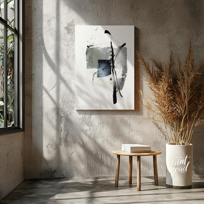"""Ink Fragment"" presents a dynamic interplay of abstract forms and expressive ink strokes against… for living room