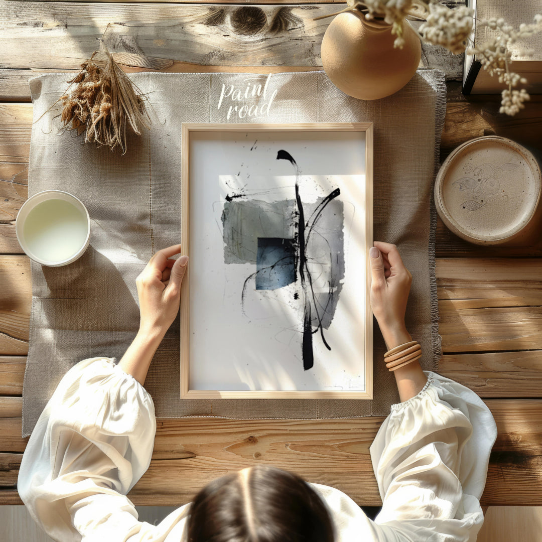"""Ink Fragment"" presents a dynamic interplay of abstract forms and expressive ink strokes against… for other