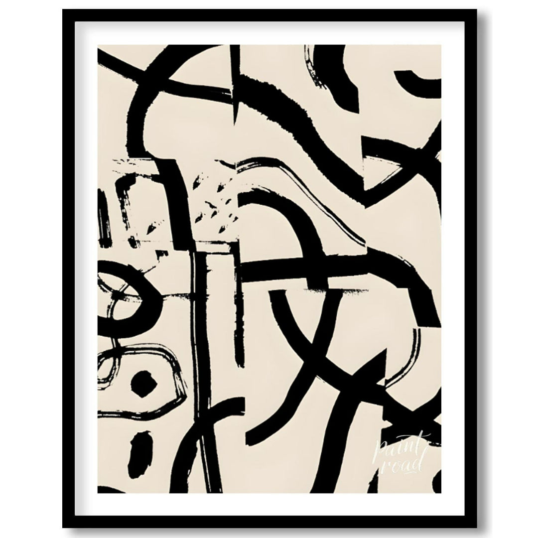 """Ink Fragment Collage"" presents a dynamic abstract composition created from fragmented sections … for home